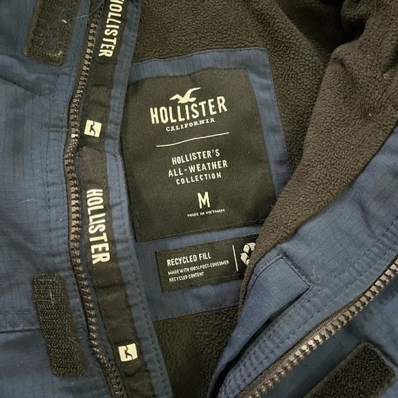 Hollister Men's Blue Hooded Jacket Size Medium - Picture 4 of 10